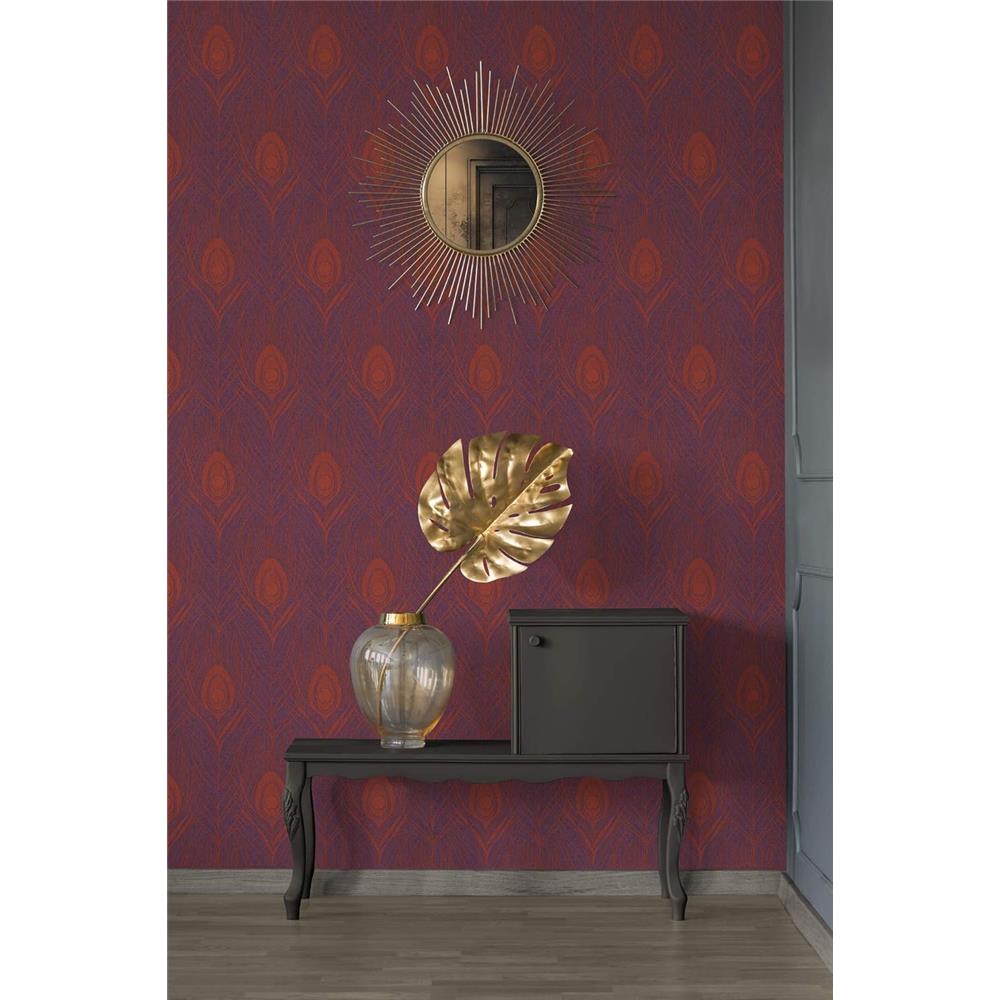 Architects Paper Vliestapete Mustertapete Absolutely Chic Pfauenfeder Rot Lila