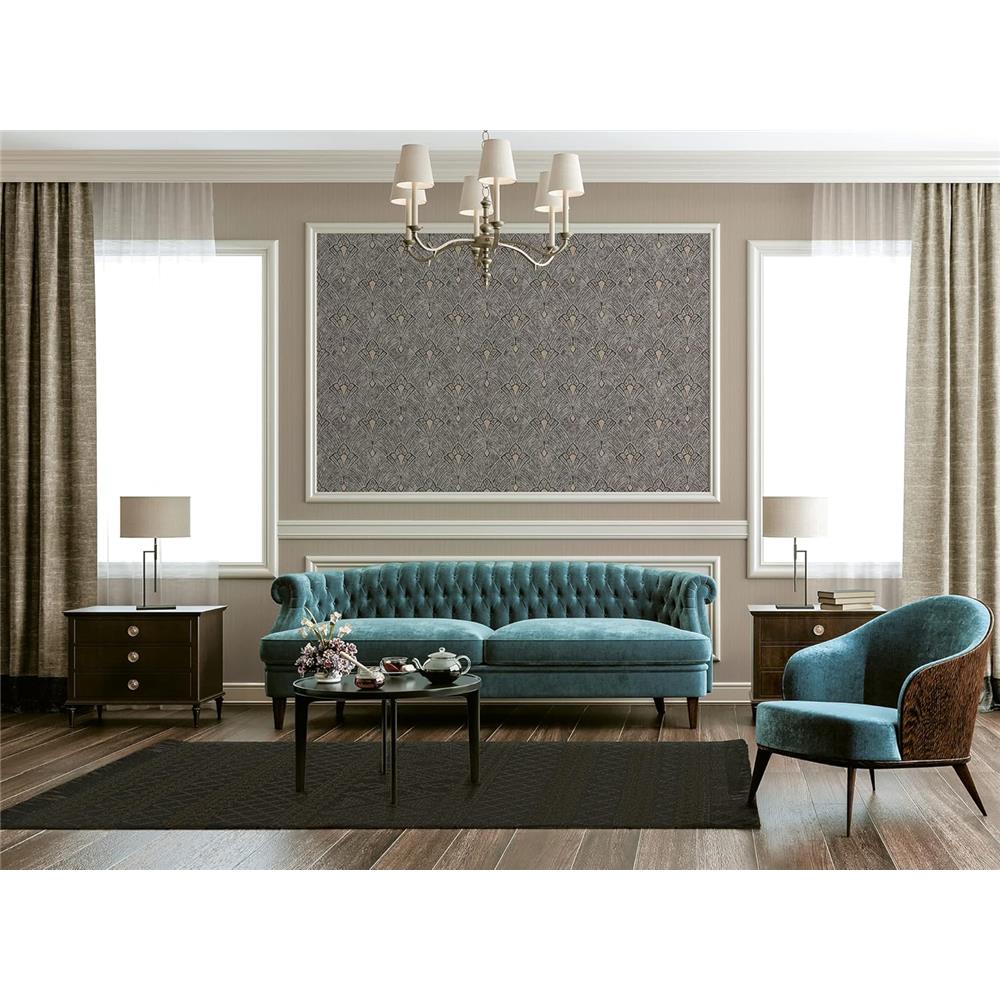 Livingwalls Vliestapete Mustertapete Mata Hari Art Déco Schwarz Grau Beige