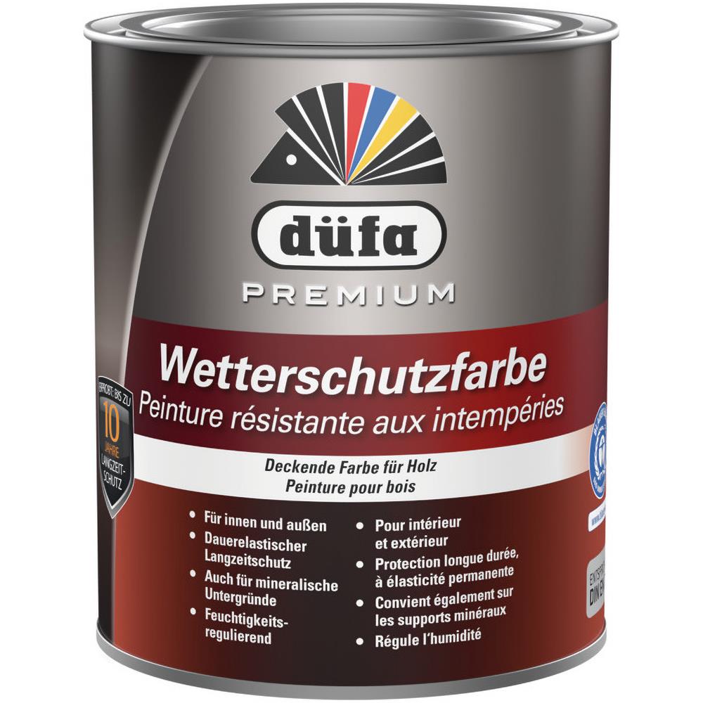 Düfa Premium Wetterschutzfarbe WEISS 750 ml Holzfarbe Dauerschutzfarbe Holzlack