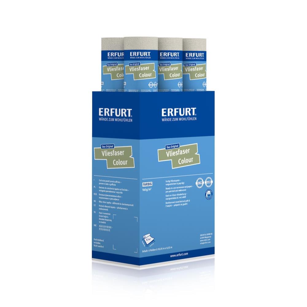 6 Rollen Erfurt Vliesfaser COLOUR 302-4 dunkles Beige Vliestapete 10,05 x 0,53 cm