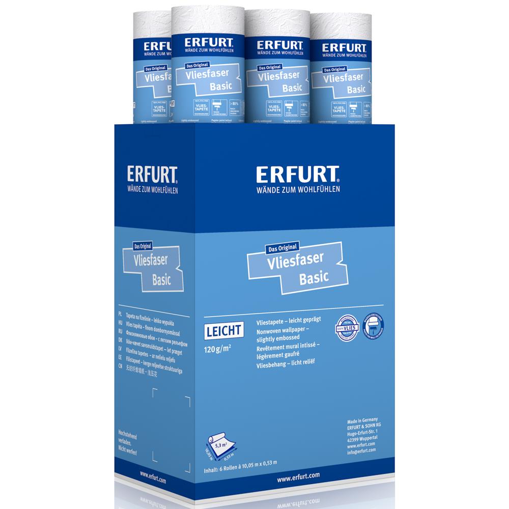 ERFURT VLIESFASER BASIC 100 Vliestapete 10,05 x 0,53 m - 6 Rollen
