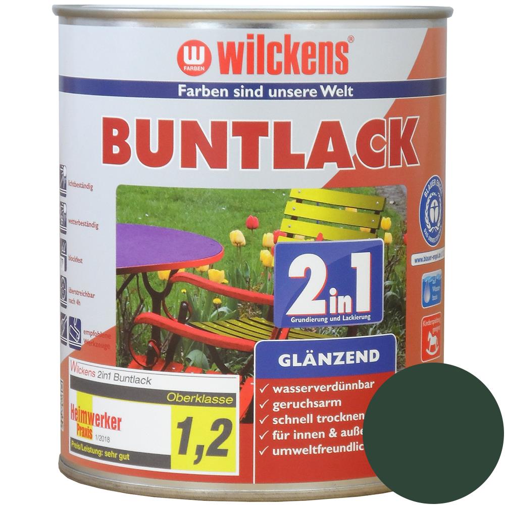 Wilckens Buntlack 2in1 glänzend, Moosgrün (RAL 6005), 750 ml