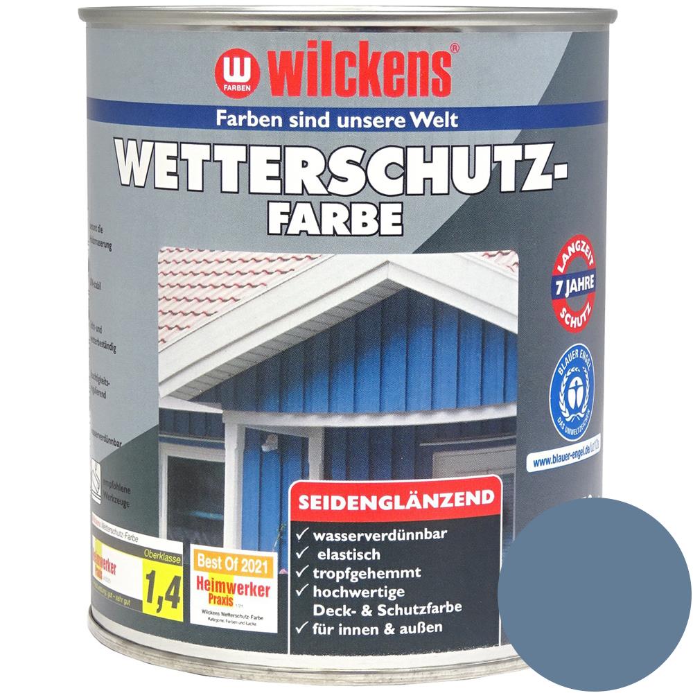 Wilckens Wetterschutzfarbe seidenglänzend, Taubenblau (RAL 5014), 750 ml