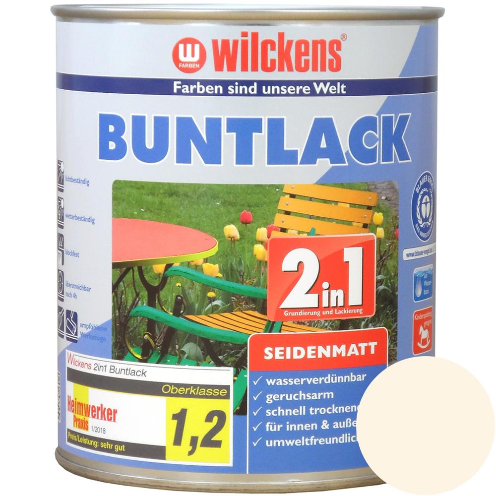 Wilckens Buntlack 2in1 seidenmatt, Cremeweiß (RAL 9001), 750 ml