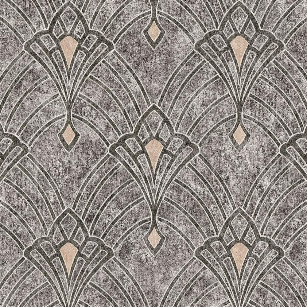 Livingwalls Vliestapete Mustertapete Mata Hari Art Déco Schwarz Grau Beige