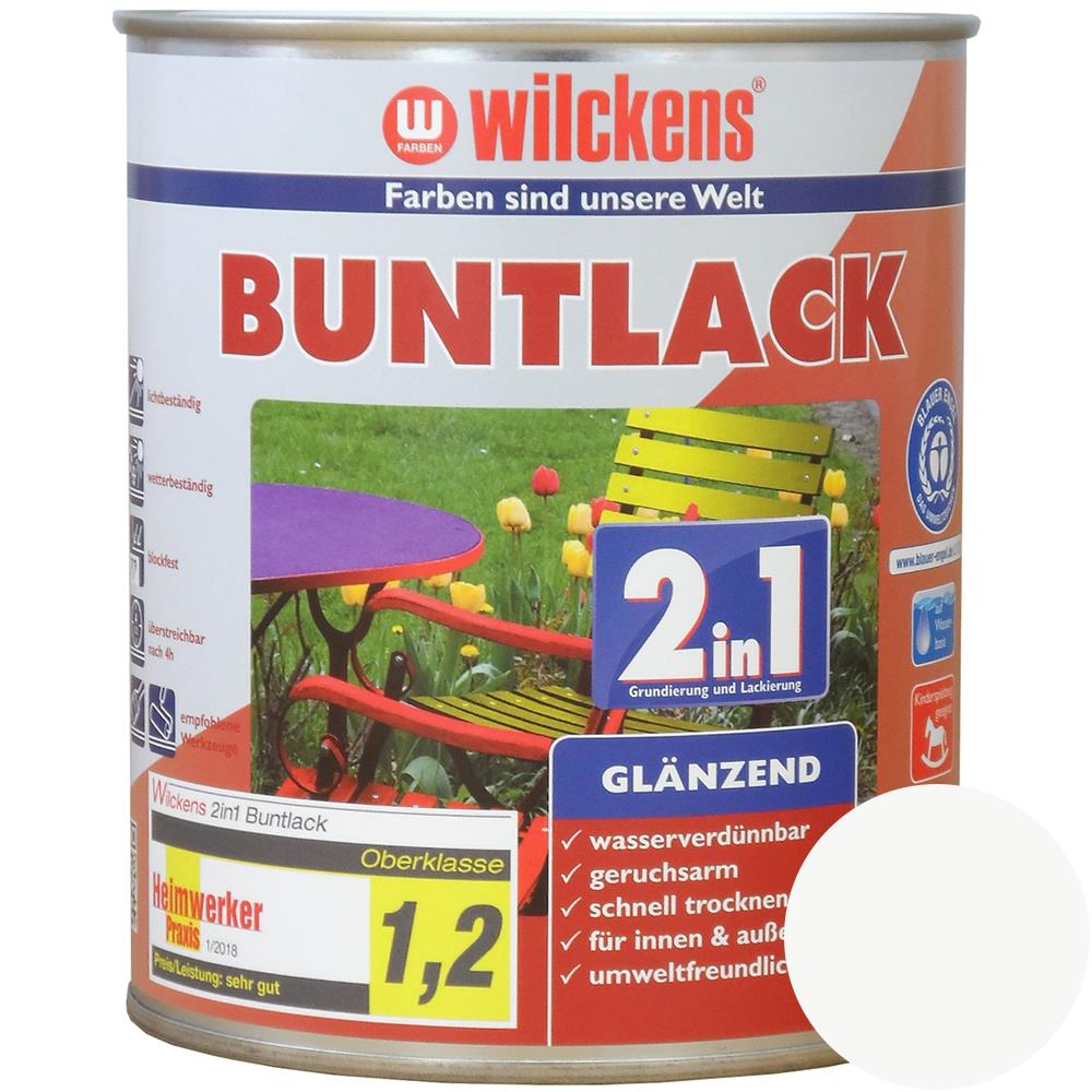 Wilckens Buntlack 2in1 glänzend, Reinweiß (RAL 9010) 750 ml