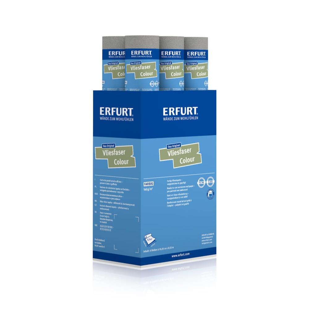 6 Rollen Erfurt Vliesfaser COLOUR 302-2 Grau Vliestapete 10,05 x 0,53 cm