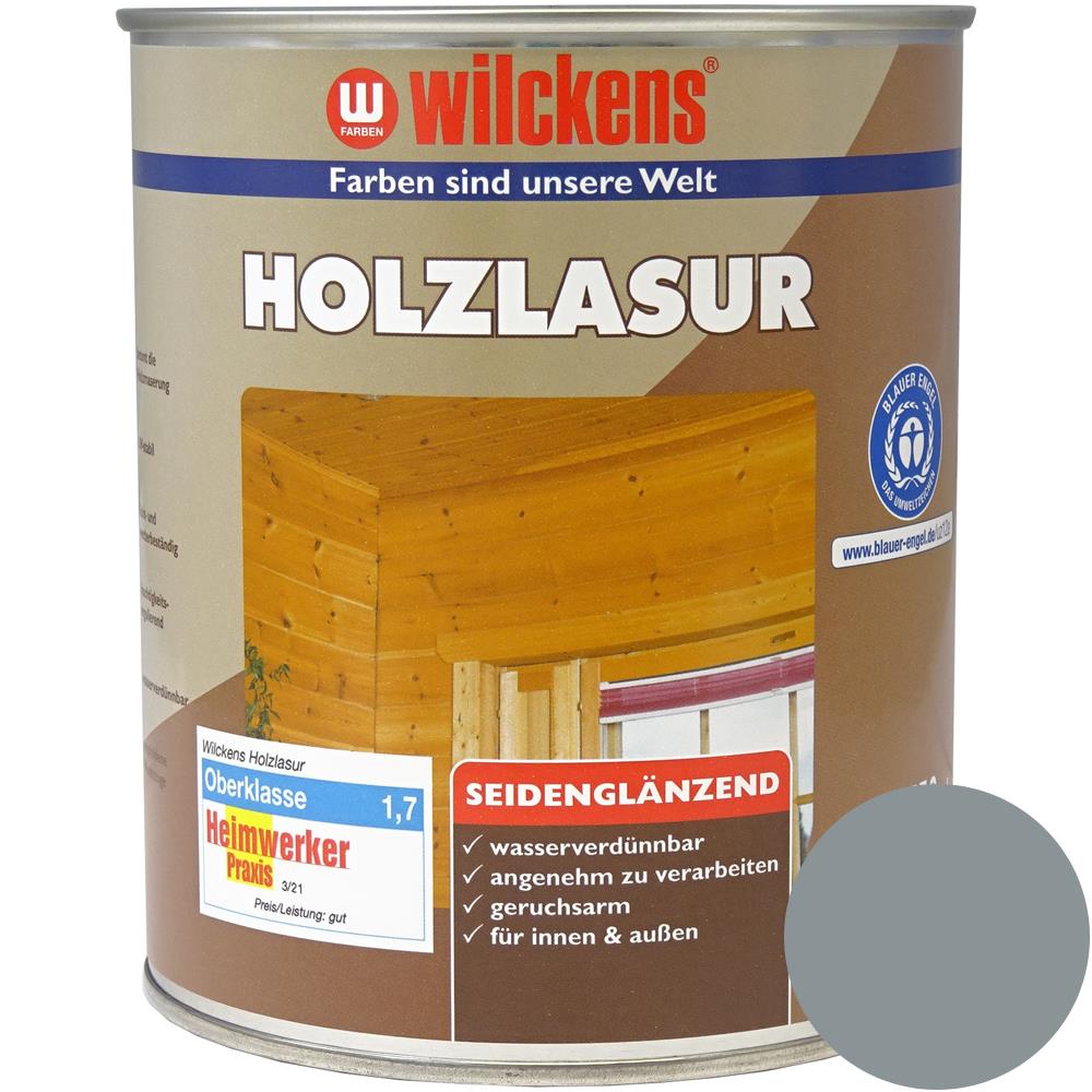 Wilckens Holzlasur LF seidenglänzend, Silbergrau, 750 ml