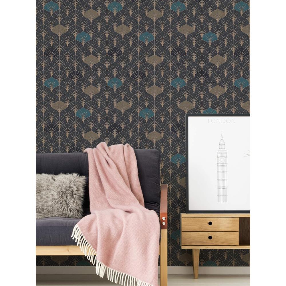 A.S. Création Vliestapete Mustertapete Pop Style Grafisch Blau Schwarz Metallic