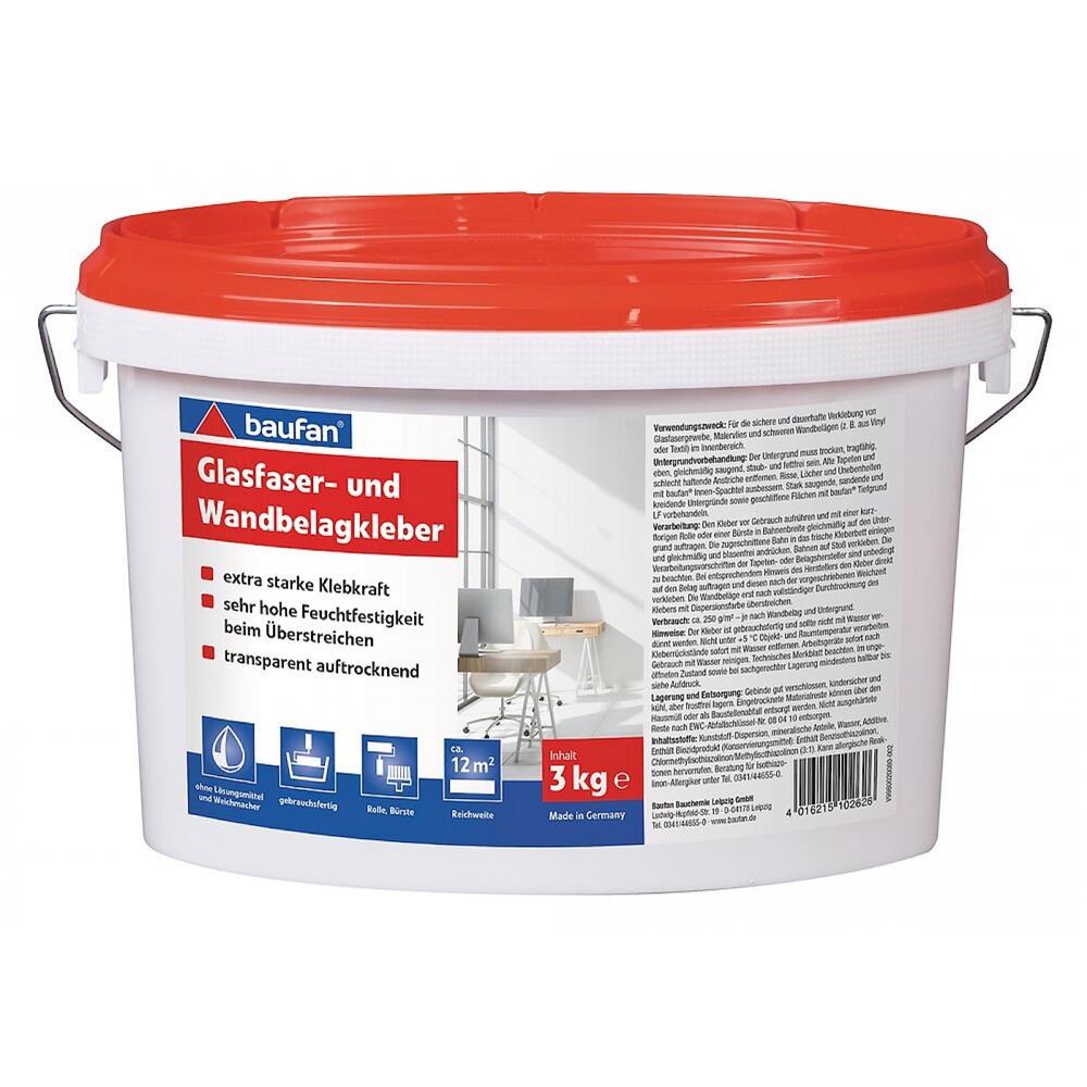 baufan Glasfaser- und Wandbelagskleber 3 kg Spezialkleber