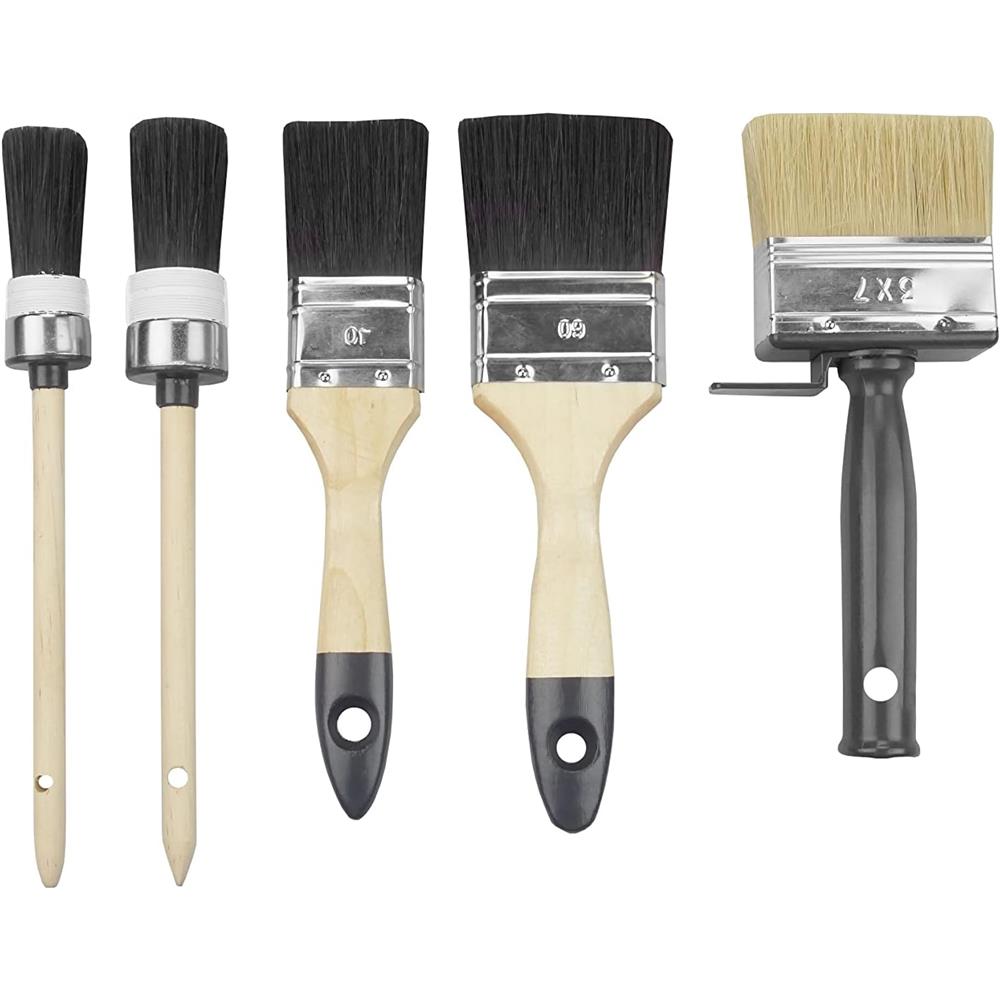 mako 5-teiliges Lackpinselset (2 Ringpinsel, 2 Flachpinsel, 1 Flächenstreicher)