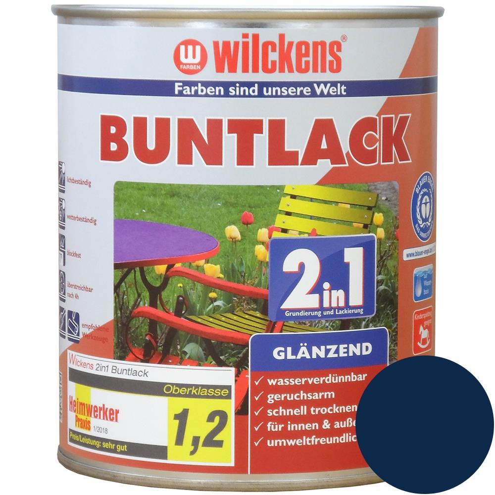 Wilckens Buntlack 2in1 glänzend, Enzianblau (RAL 5010), 750 ml