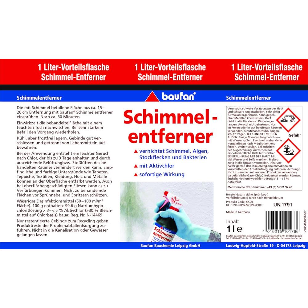 baufan Schimmelentferner chlorhaltig 1 L