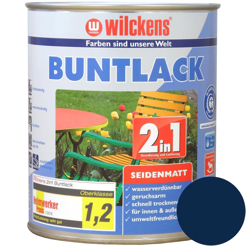 Wilckens Buntlack 2in1 seidenmatt, Enzianblau (RAL 5010), 750 ml