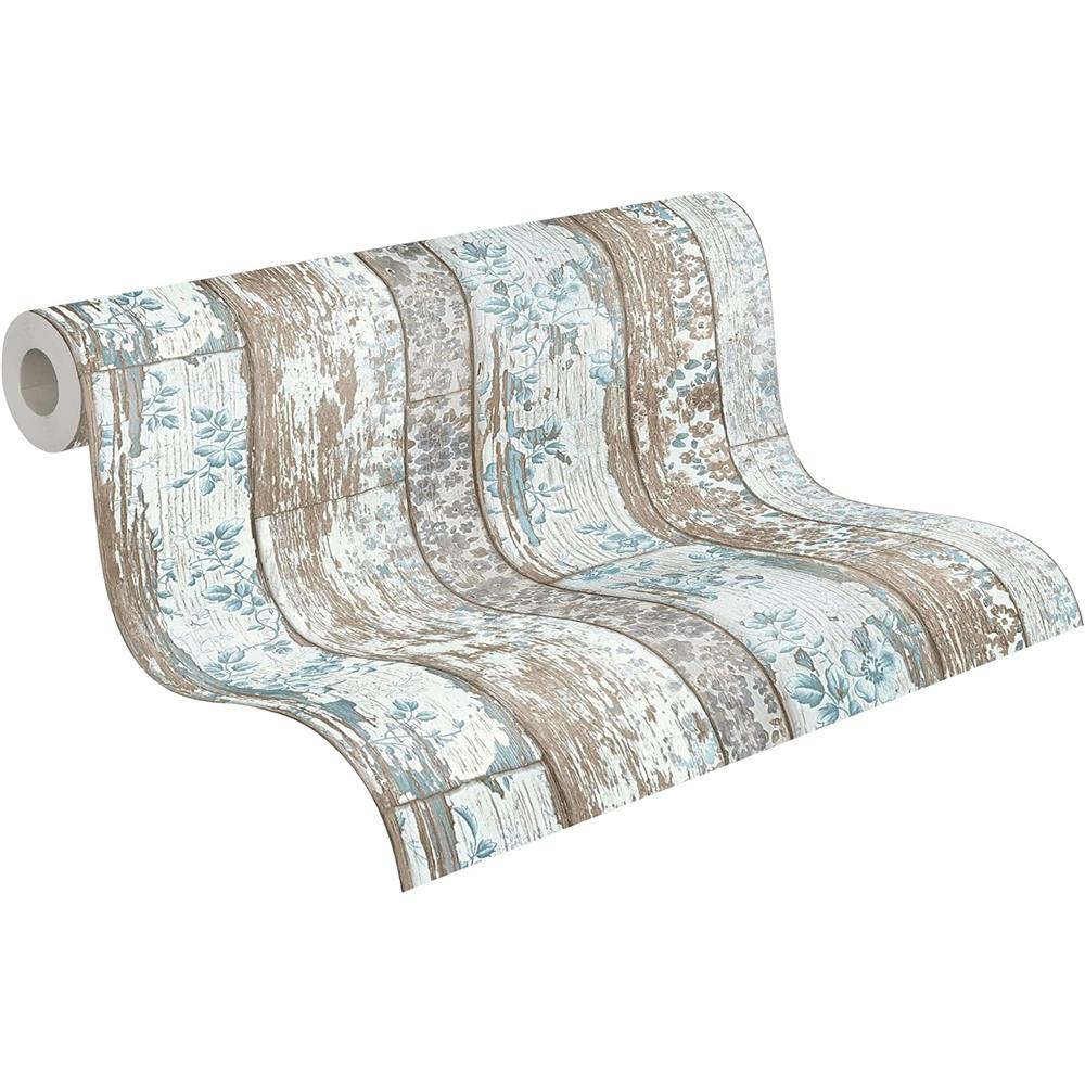 Livingwalls Vliestapete Mustertapete Holzoptik Shabby Chic Landhausstil