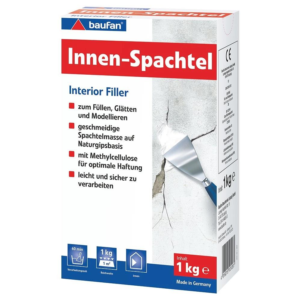 baufan Innenspachtel 1 kg Spachtelmasse Füllstoff auf Naturgipsbasis