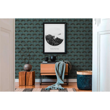 Livingwalls Vliestapete Mustertapete 3D Optik Tapete Dunkelgrün
