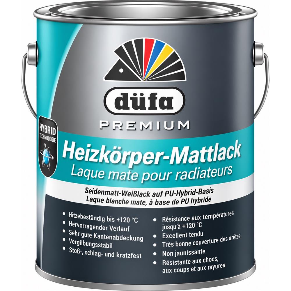 Düfa PREMIUM Heizkörperlack seidenmatt 2,5 l weiß Oberflächenlack für Heizkörper Lack