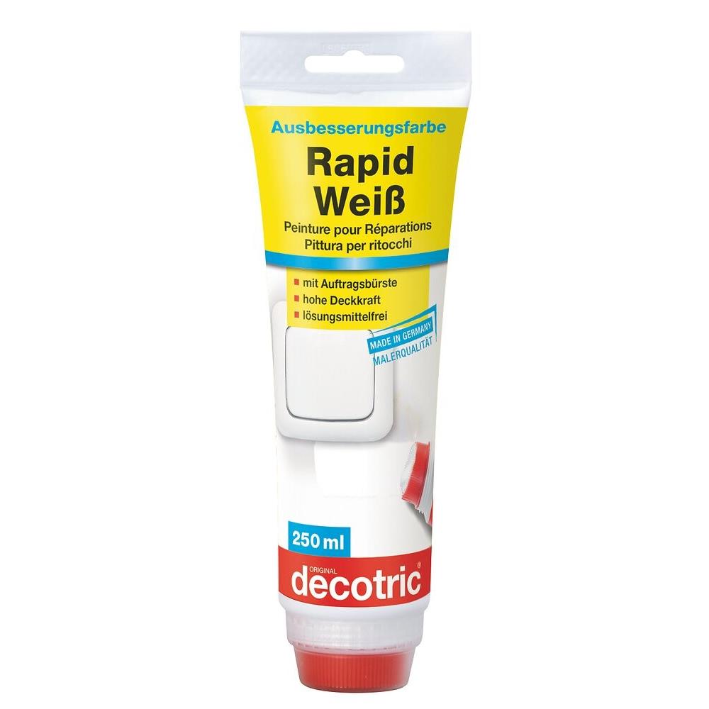 decotric Ausbesserungsfarbe Rapid Weiß, 250 ml, mit Auftragsbürste