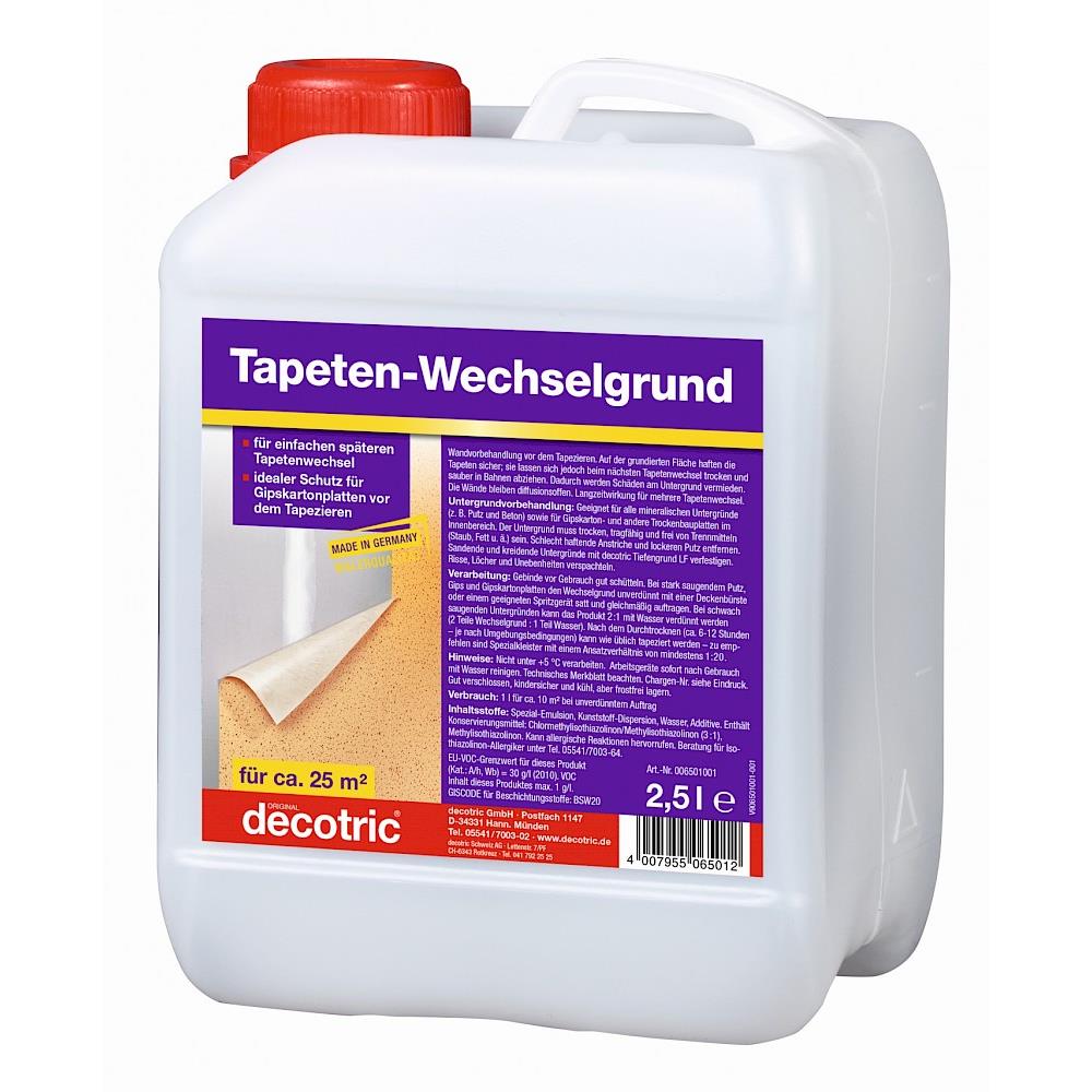 decotric Tapeten-Wechselgrund, 2,5 Liter, zum Schutz von Gipskartonplatten