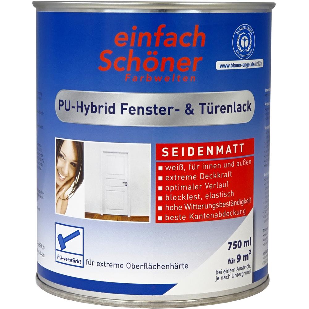 Wilckens eS PU-Hybrid Fenster- und Türenlack seidenmatt, Weiß, 750 ml