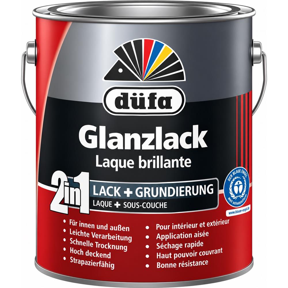 Düfa 2in1 Glanzlack Reinweiß 2,5 l weiß glänzend Lack + Grundierung