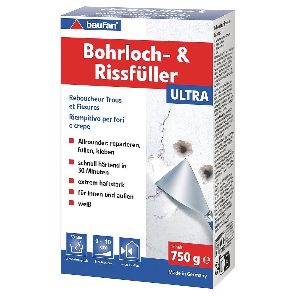 baufan Bohrloch- und Rissfüller ULTRA 750g Spachtelmasse Bohrlochfüllung