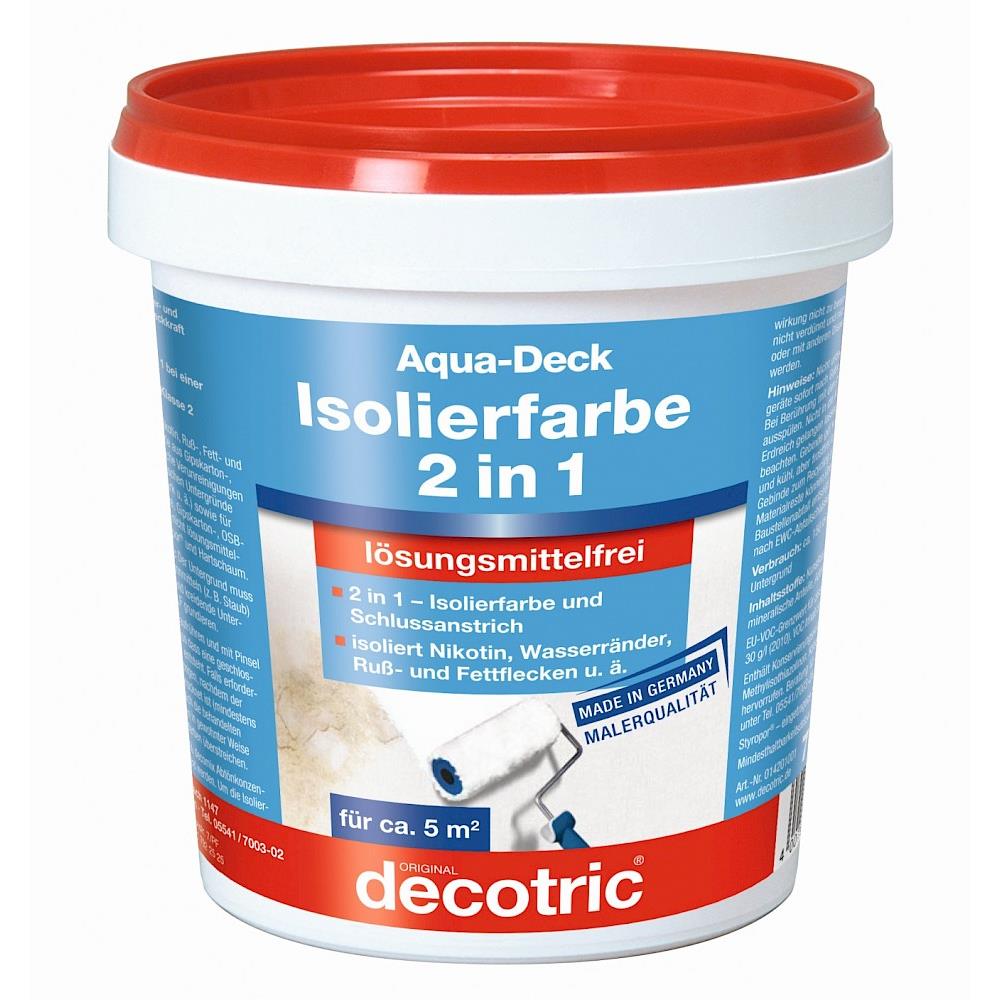 decotric Aqua-Deck Isolierfarbe 2in1 750 ml Isolierfarbe isoliert Nikotin- & Wasserflecken