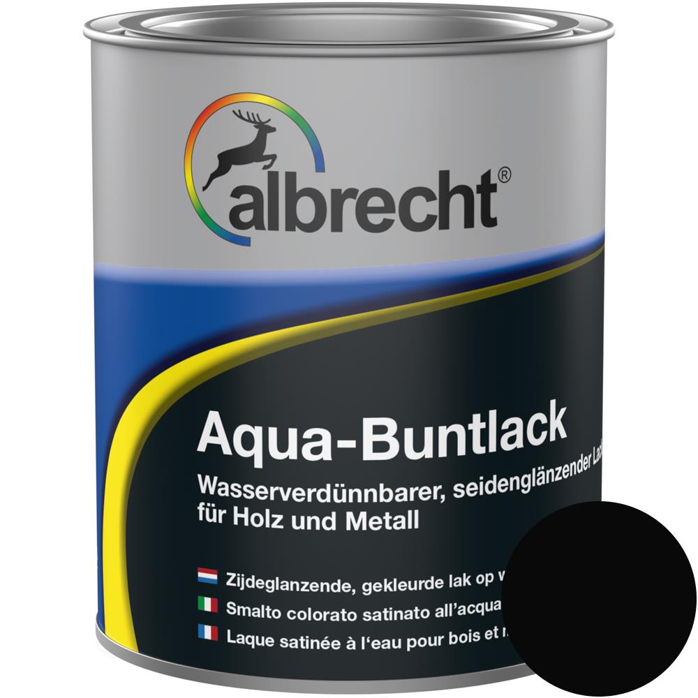Albrecht Aqua-Buntlack seidenglanz RAL 9005 schwarz 750 ml hoch deckender Lack
