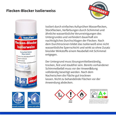 Baufan Flecken-Blocker Isolierweiß 400ml Isolierfarbe Fleckenblocker