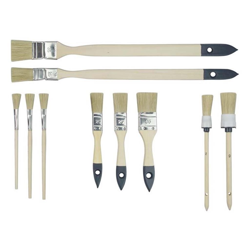 WOW!TOOLS Lackier-Set 10-teilig, Pinselset mit Flachpinsel, Ringpinsel, Emaillelackpinsel, Heizkörperpinsel