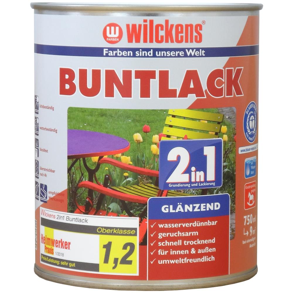 Wilckens Buntlack 2in1 glänzend, Enzianblau (RAL 5010), 750 ml