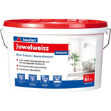 baufan Juwelweiss 5 L Premium weiße Wandfarbe Matt Innenfarbe hochdeckend