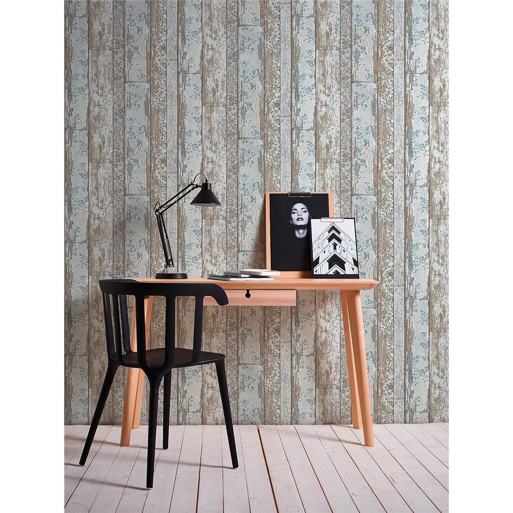 Livingwalls Vliestapete Mustertapete Holzoptik Shabby Chic Landhausstil