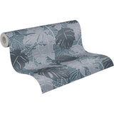 Livingwalls Palmentapete Grau Anthrazit Silber Dschungeltapete Vliestapete