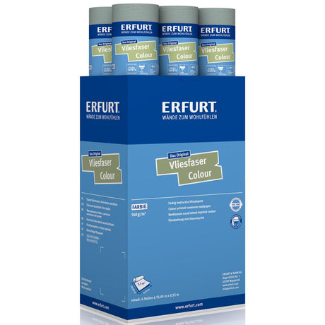 ERFURT Vliesfaser COLOUR 302-5 Grün Vliestapete 10,05 x 0,53 m - 6 Rollen