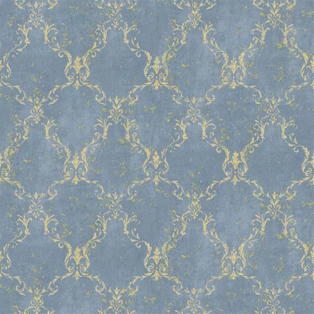 A.S. Création Tapete Luxury Damask Mustertapete edles Blau mit goldenen Ornamenten