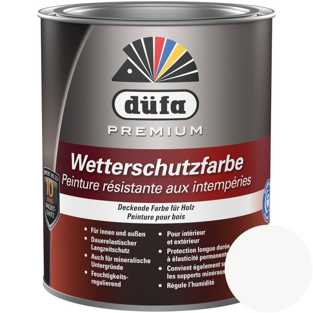 Düfa Premium Wetterschutzfarbe WEISS 750 ml Holzfarbe Dauerschutzfarbe Holzlack