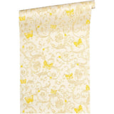 Architects Paper Vliestapete Mustertapete Versace 3 Butterfly Barocco Creme Gelb Metallic