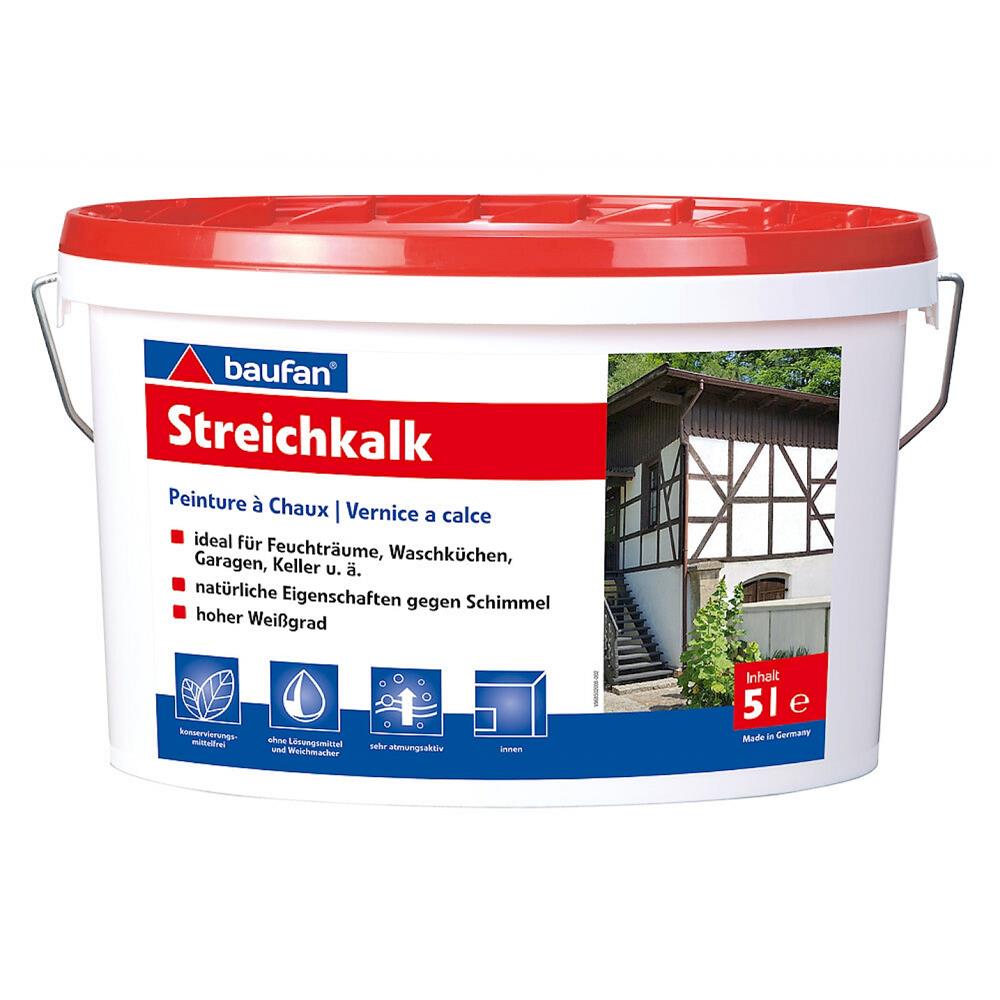 baufan Streichkalk 5 l mineralischer Anstrich weißer Anstrich Farbe