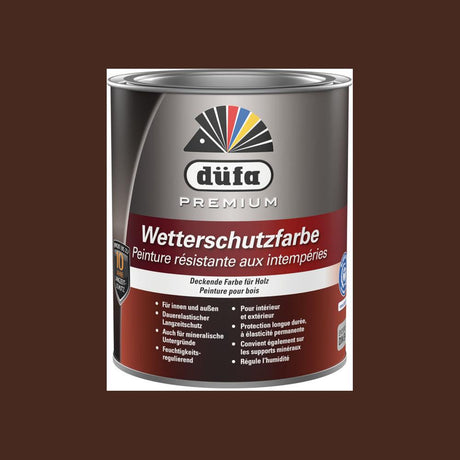 Düfa Premium Wetterschutzfarbe DUNKELBRAUN 2,5 l Holzfarbe Dauerschutzfarbe Holzlack