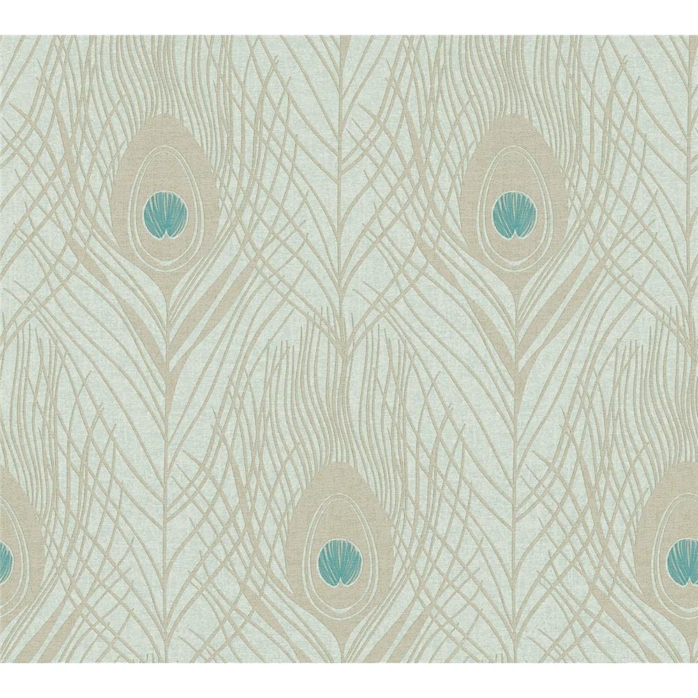 Architects Paper Vliestapete Absolutely Chic Tapete mit Pfauenfeder Metallic Blau Grün