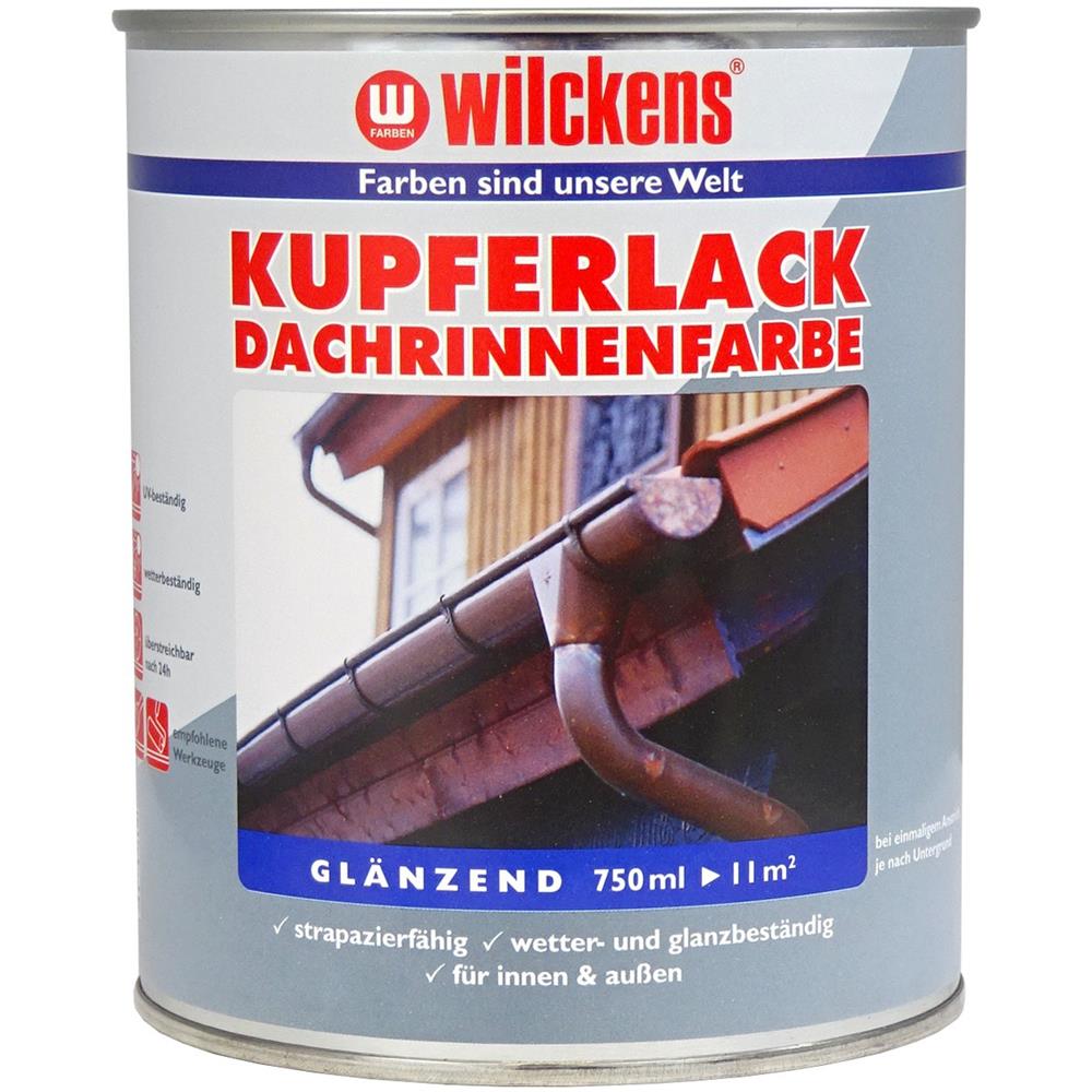 Wilckens Kupferlack Dachrinnenfarbe glänzend, 750 ml