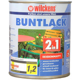 Wilckens Buntlack 2in1 seidenmatt, Tiefschwarz (RAL 9005), 750 ml