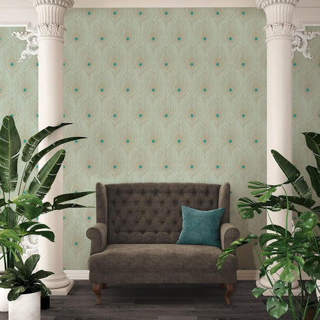 Architects Paper Vliestapete Absolutely Chic Tapete mit Pfauenfeder Metallic Blau Grün