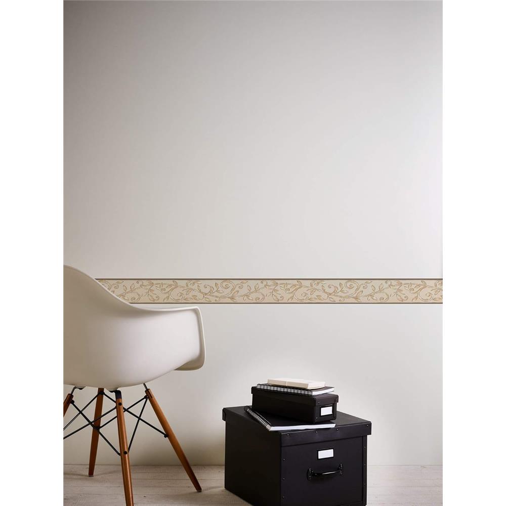 A.S. Création Bordüre Borte floral 5 m x 0,13 m Cappuccinofarben