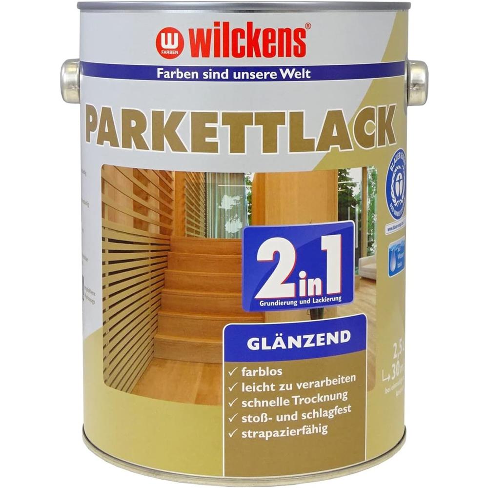 Wilckens Parkettlack 2in1 glänzend, Farblos, 2,5 L Klarlack Holzlack