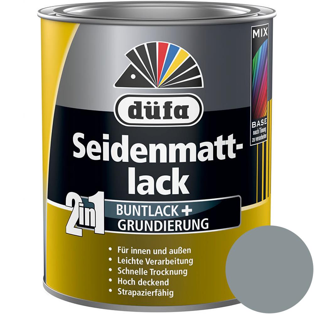 Düfa 2in1 Seidenmattlack RAL 7001 Silbergrau 750 ml grau matt Lack + Grundierung