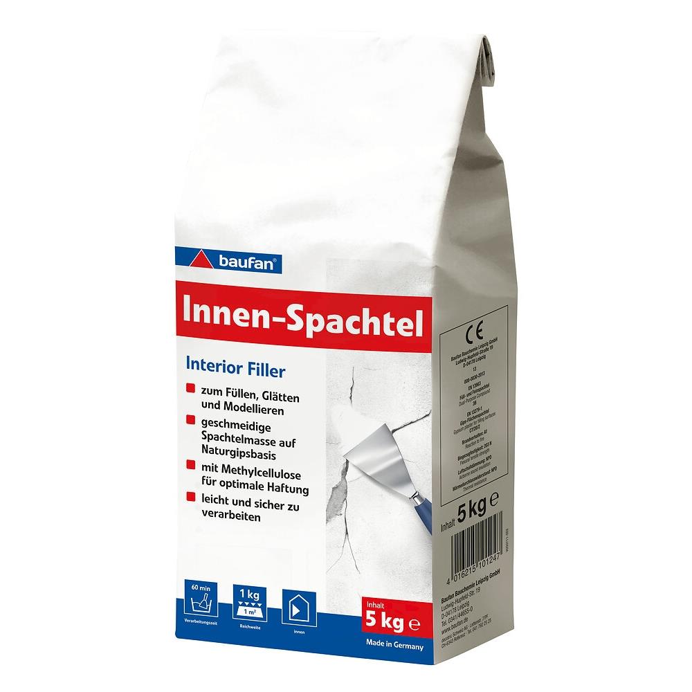 baufan Innenspachtel 5 kg Spachtelmasse Füllstoff auf Naturgipsbasis