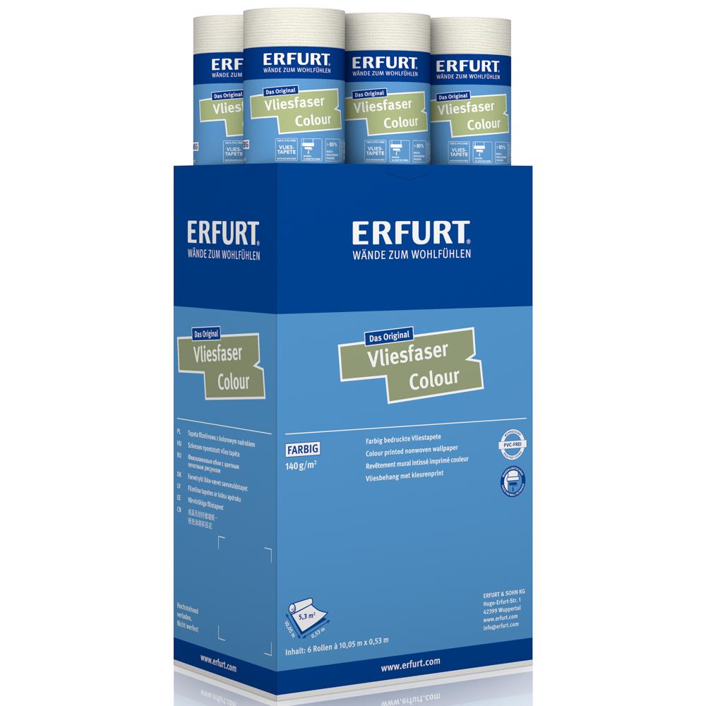 ERFURT Vliesfaser COLOUR 302-3 Beige Hell Vliestapete 10,05 x 0,53 m - 6 Rollen